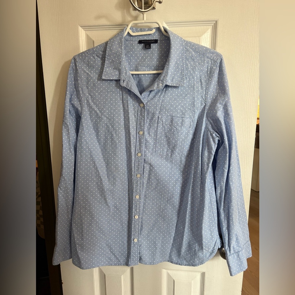 Tommy Hilfiger blue polka dot oxford shirt